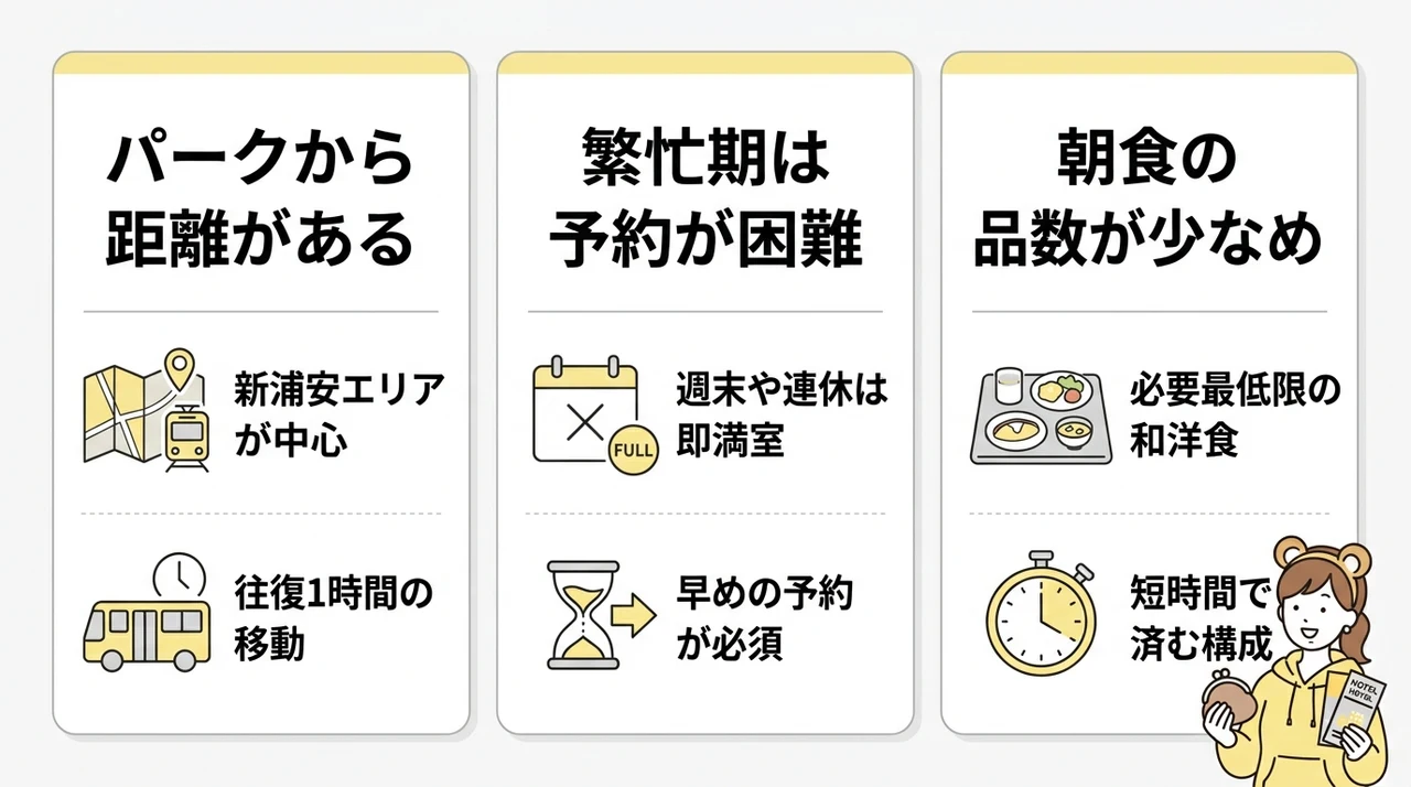 周辺の格安ホテルを利用するデメリット3つ
