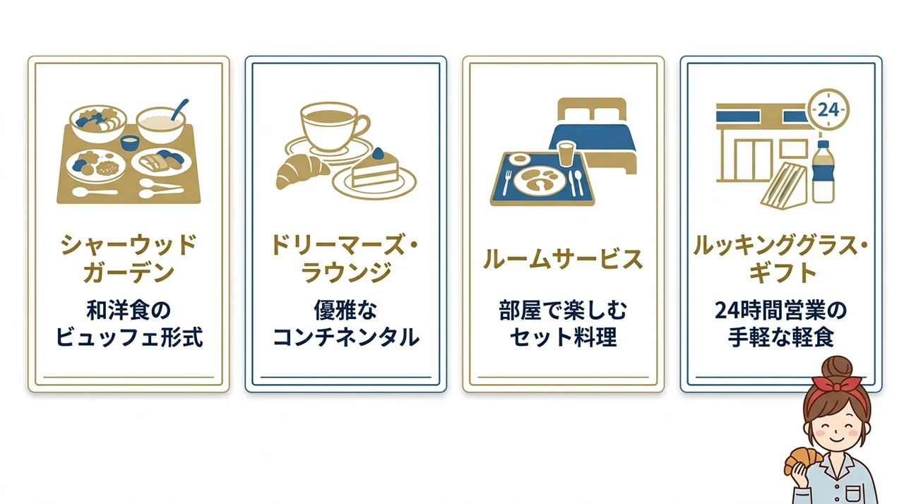 ディズニーランドホテルの朝食はどうする?4つの選択肢